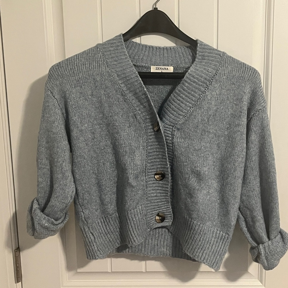 Zenana Outfitters Women's Gray Cardigan Sweater
